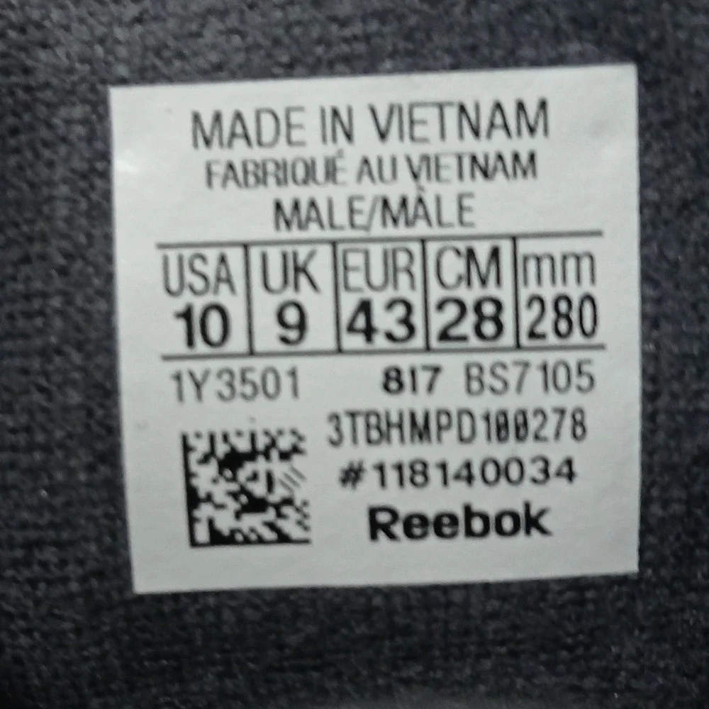 Reebok Mens Sublite Authentic 4.0 Ash Grey White Silver BS7105 Sz‎ 10